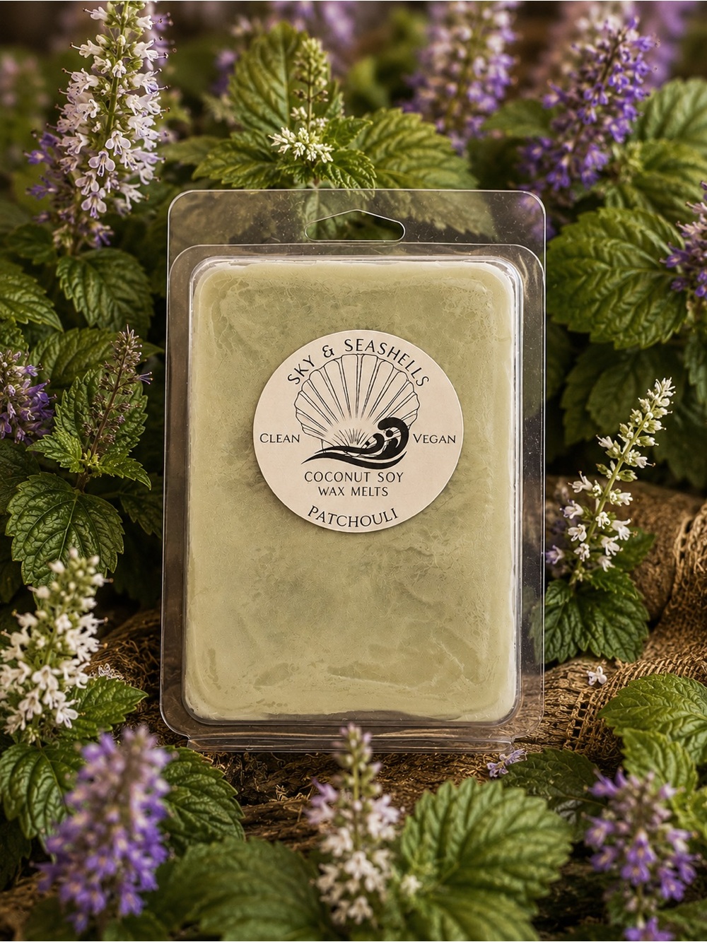 Hand Crafted “Patchouli” Scented Wax Melts/Coconut Soy Wax Seashells